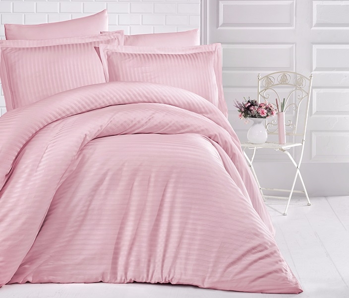 

Комплект постельного белья Clasy Stripe pink, Семейный, Сатин, Турция