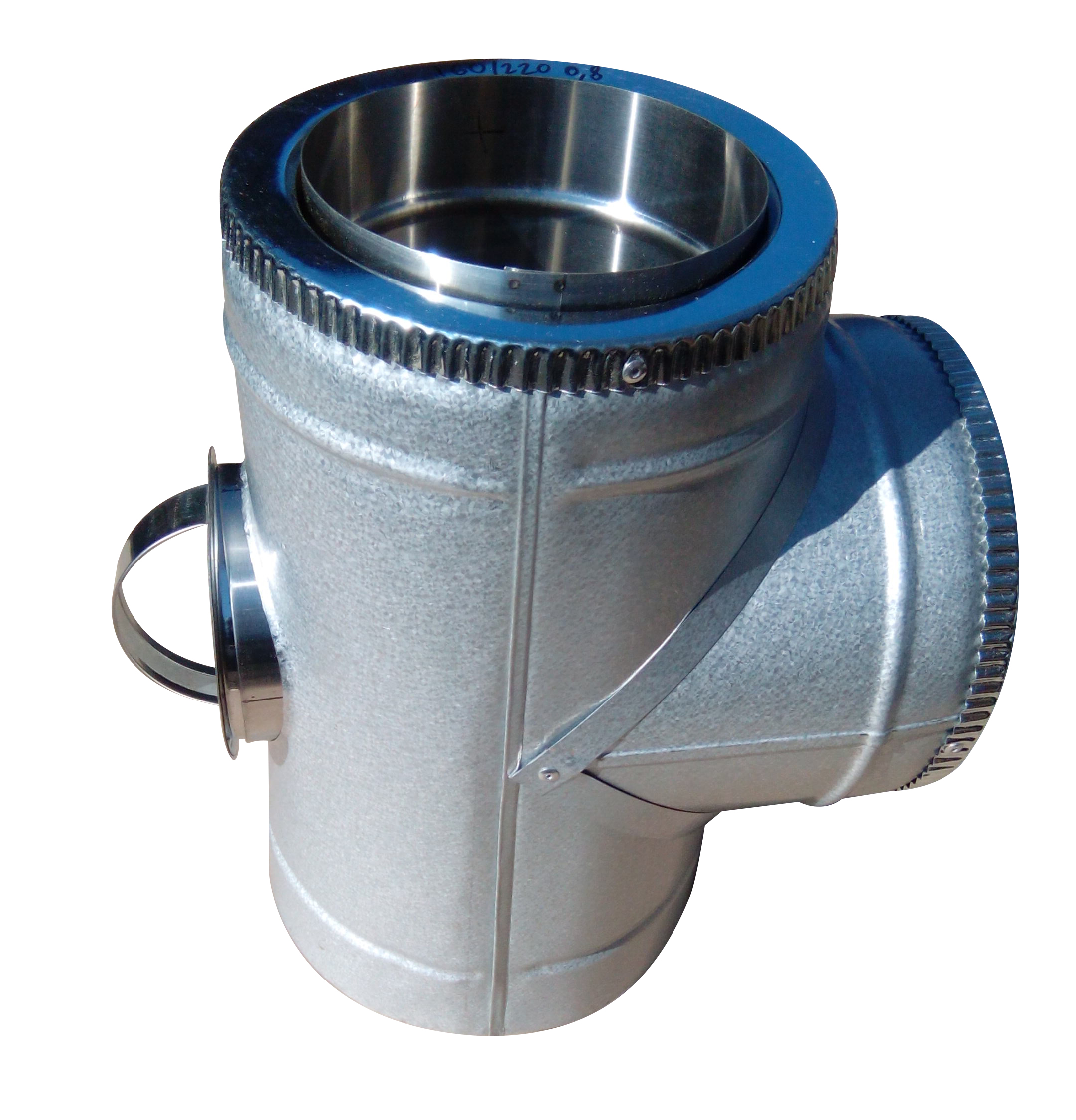 

Тройник 87° Формагиб с ревизией двустенный для дымохода 300/360 нерж/оцинк, 0.6 мм