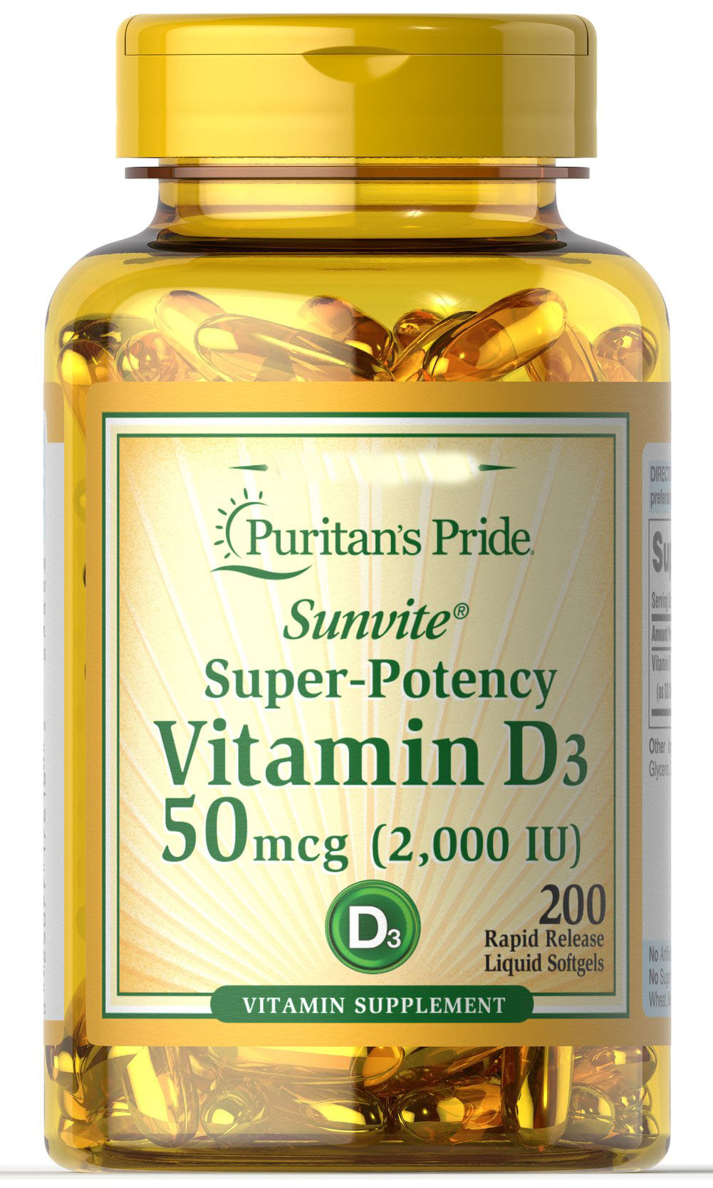 

Витамины Puritan's Pride Vitamin D3 50 mcg (2000 IU) 200 капсул (4384301692)