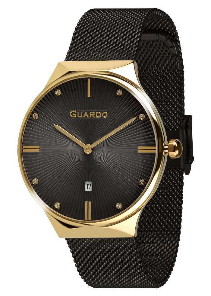 

Часы женские Guardo 012473-(1)-5 черно-золотые