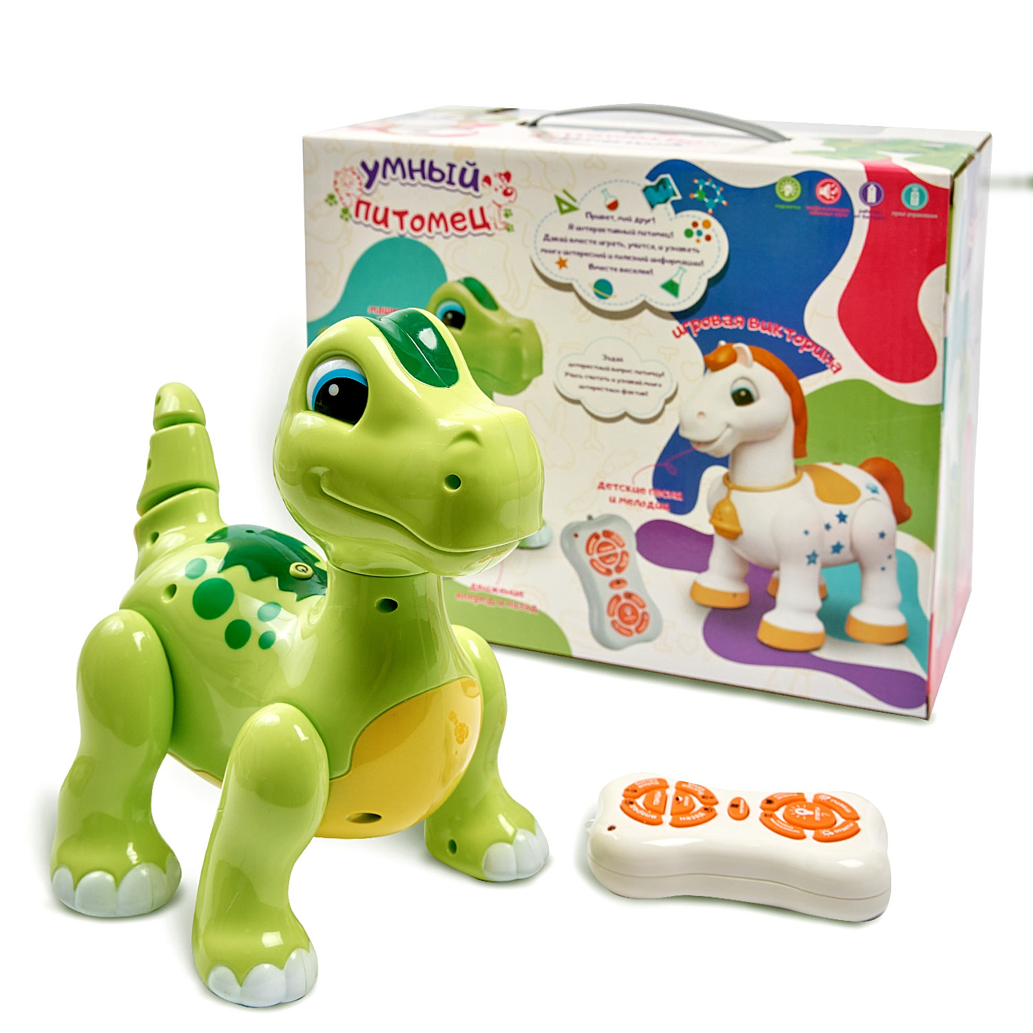 

Интерактивная игрушка динозавр. Динозавр танцует и играет в викторину.