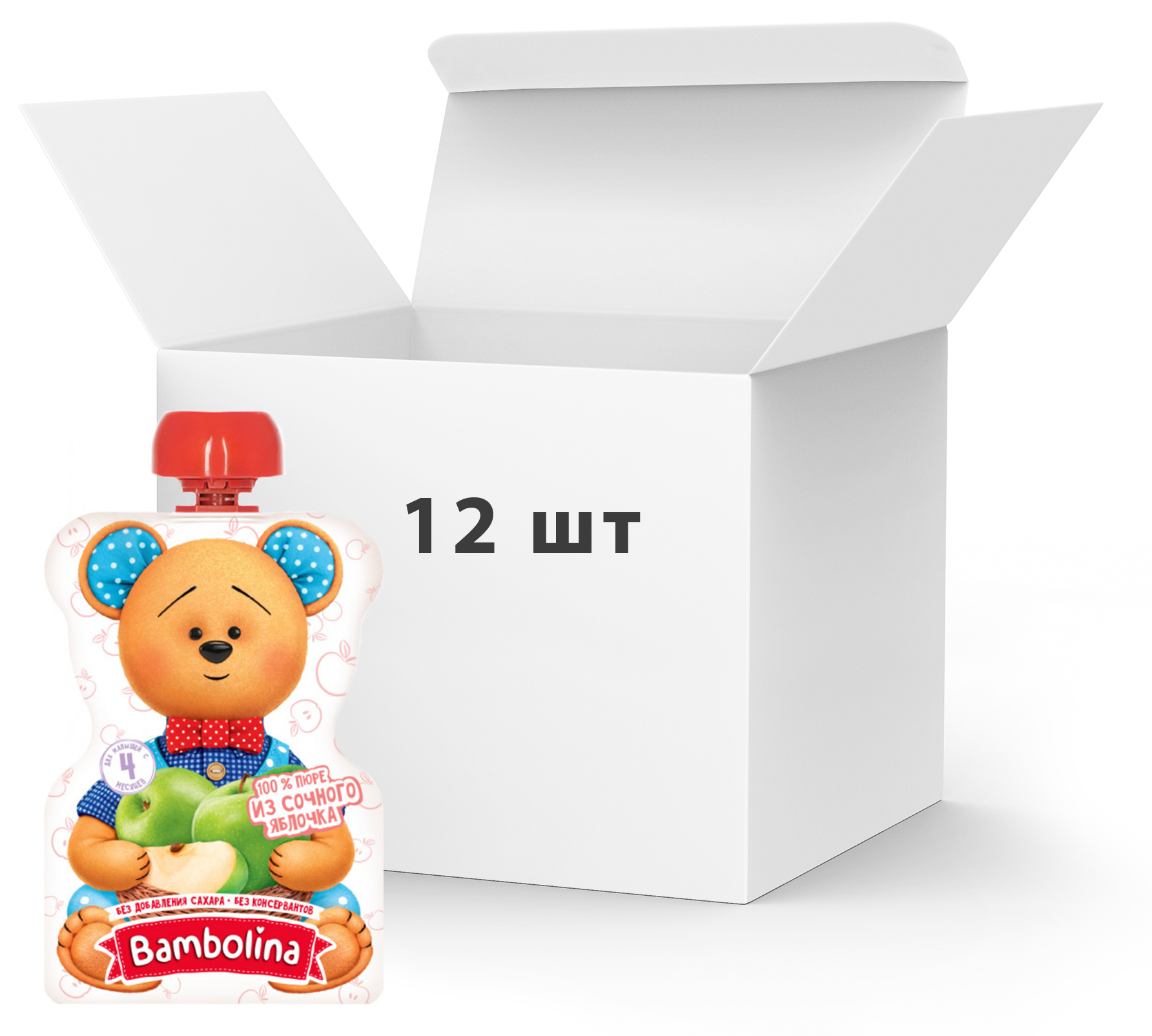 Акция на Упаковка фруктового пюре Bambolina Яблоко с 4 месяцев 90 г х 12 шт (4813538007207) от Rozetka UA