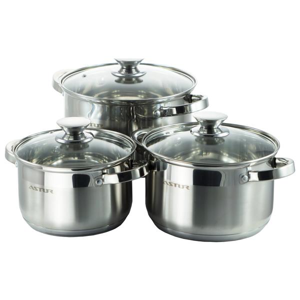 

Набор посуды нержавеющий Astor 2.9 x 3.9 x 5.1 л (3 шт.)