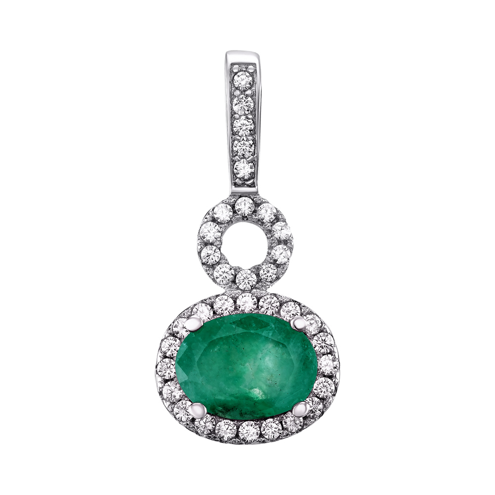 

Серебряная подвеска с изумрудом и фианитами 000125658