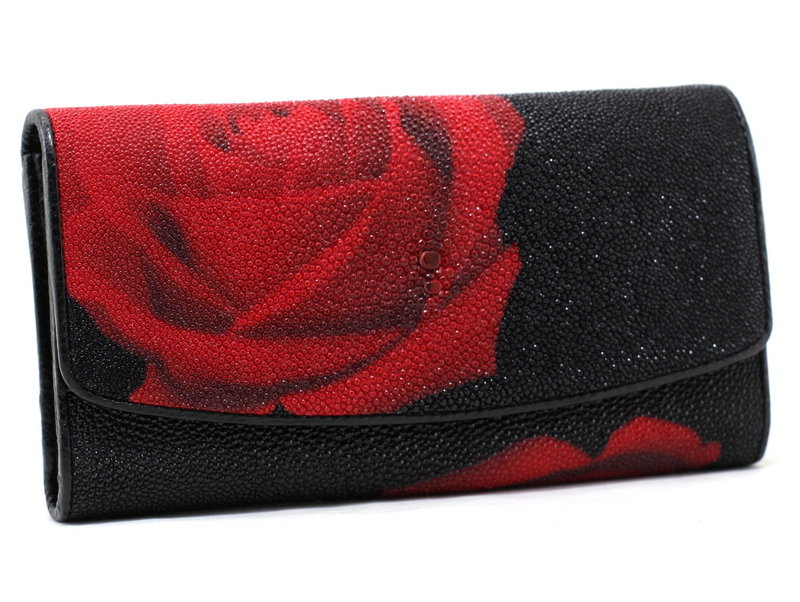 

Кошелек женский из кожи ската (ST 52-15 KS redrose) черный