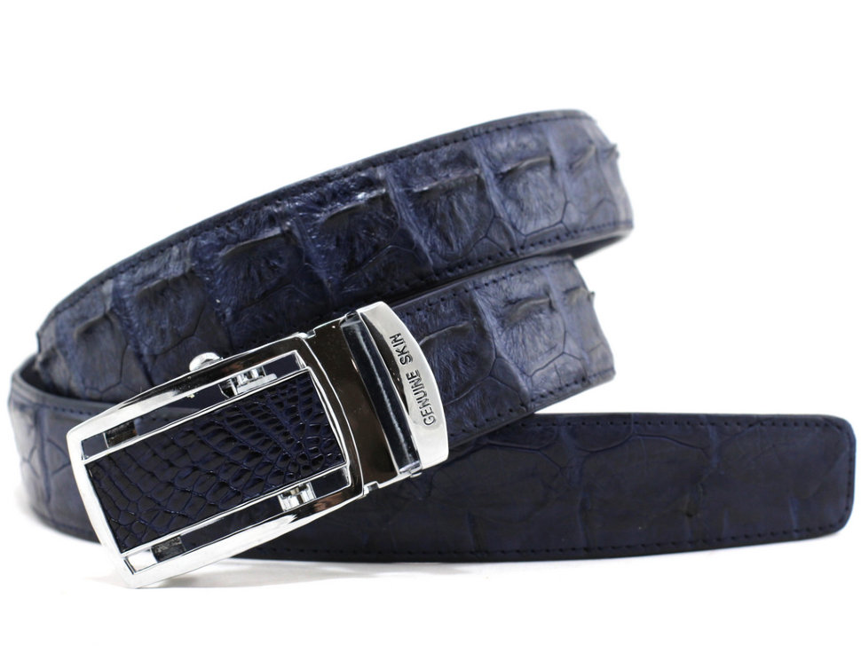 

Ремень из кожи крокодила (NCR-105 blue) 110-125 см синий