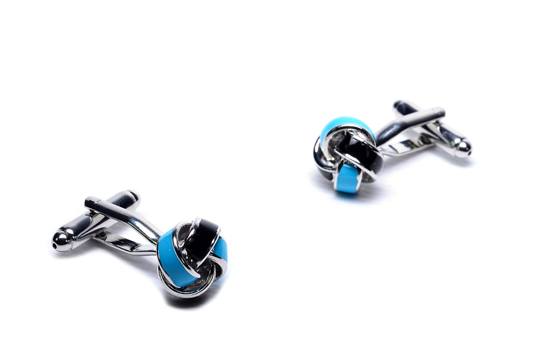

Запонки Pasadore Light Blue Knot 16161cs черно-голубые