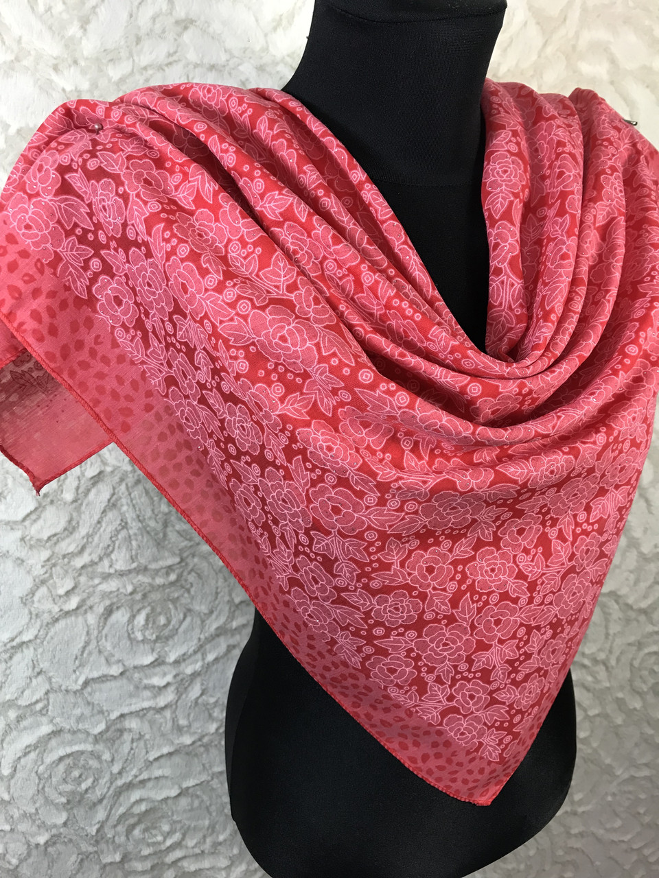 

Платок ASHMA 70х70 см коралловый хлопковый с люреском