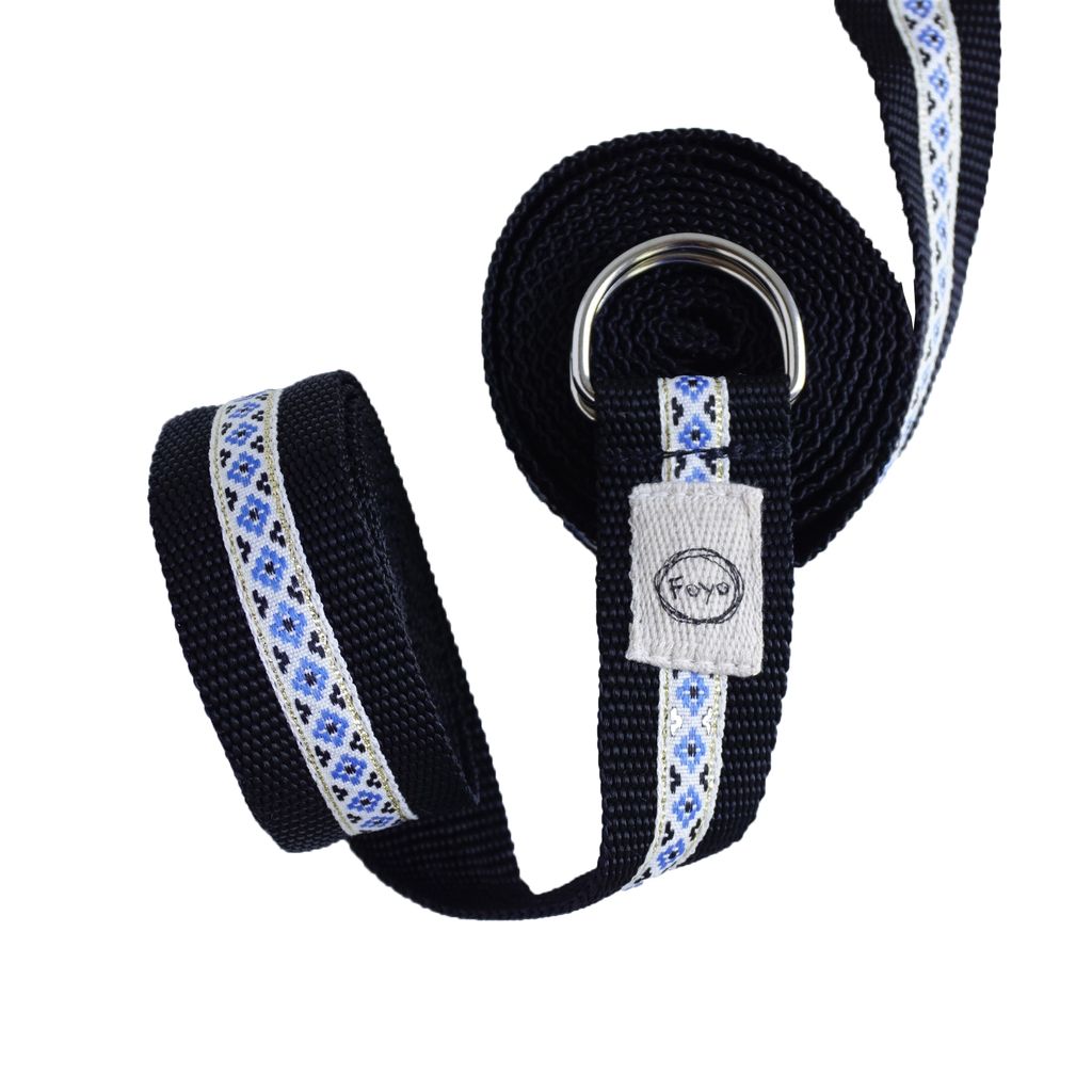 

Ремень для йоги Foyo Ethno belt B 200х3 см Черный Синий (02008)