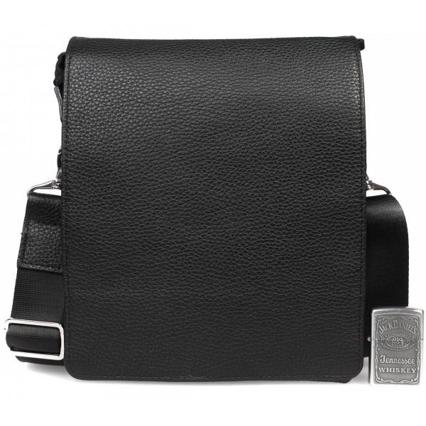 

Классическая мужская кожаная сумка с клапаном из натуральной кожи CasualStyle SM-4431 черная