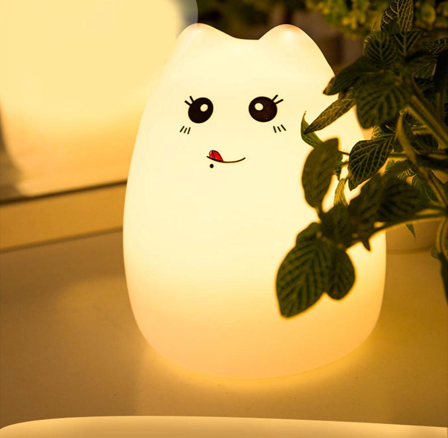 

Дитячий нічник котик Colorful silicone animal light