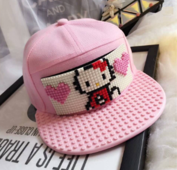 

Кепка конструктор для девочек Snapback Cap, Hello Kitty ORIGINAL, М01, розовая + сменный козырёк