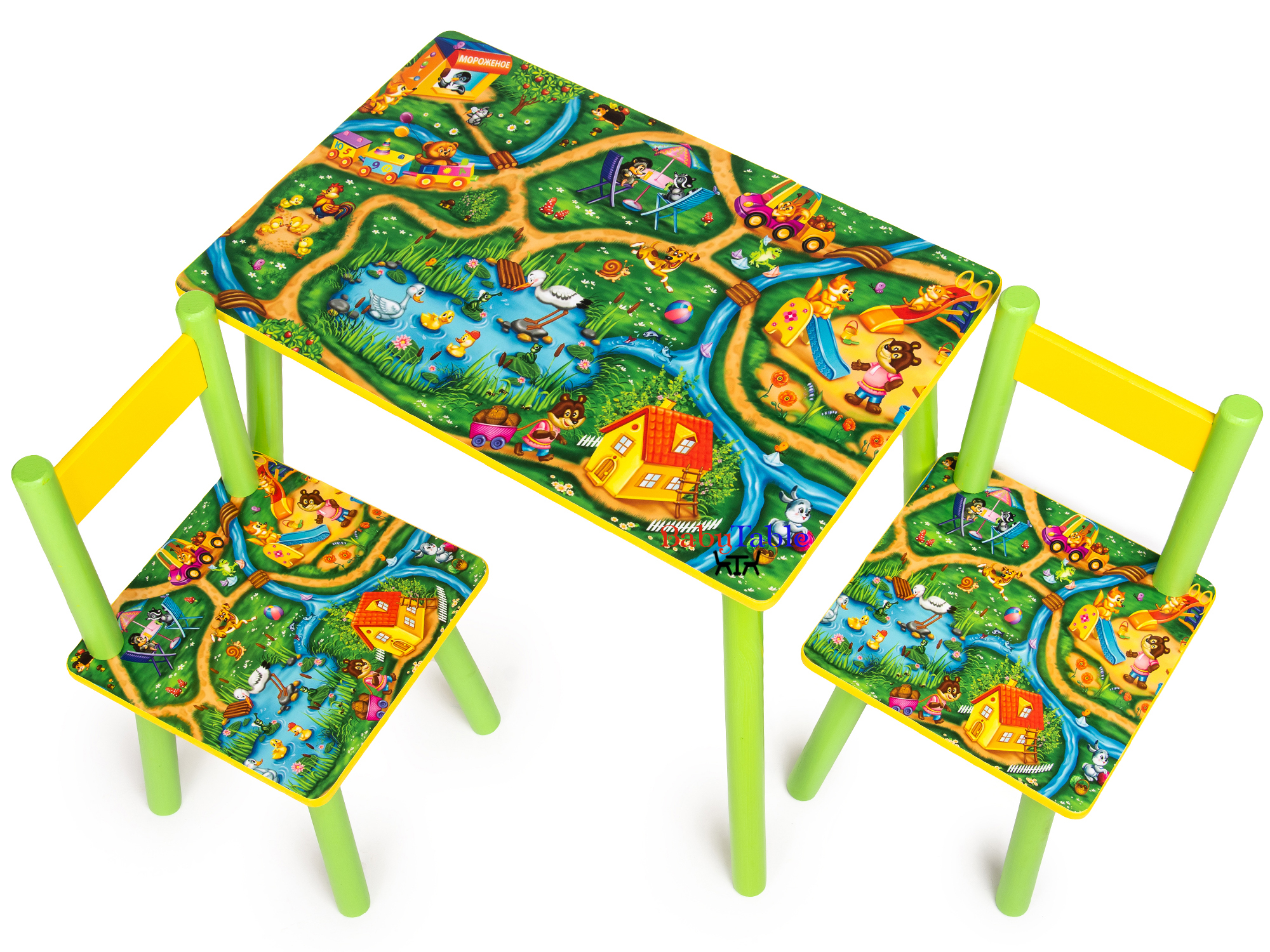 

Детский столик BabyTable Городок с 2 стульчиками
