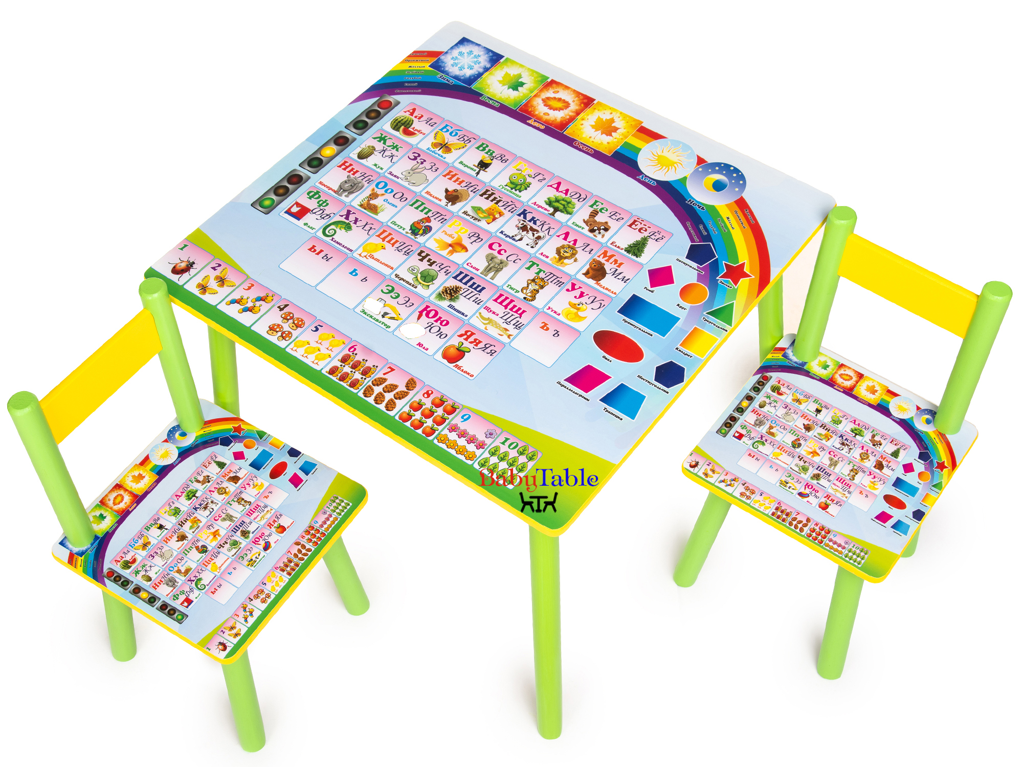 

Детский столик BabyTable Познайка с 2 стульчиками B