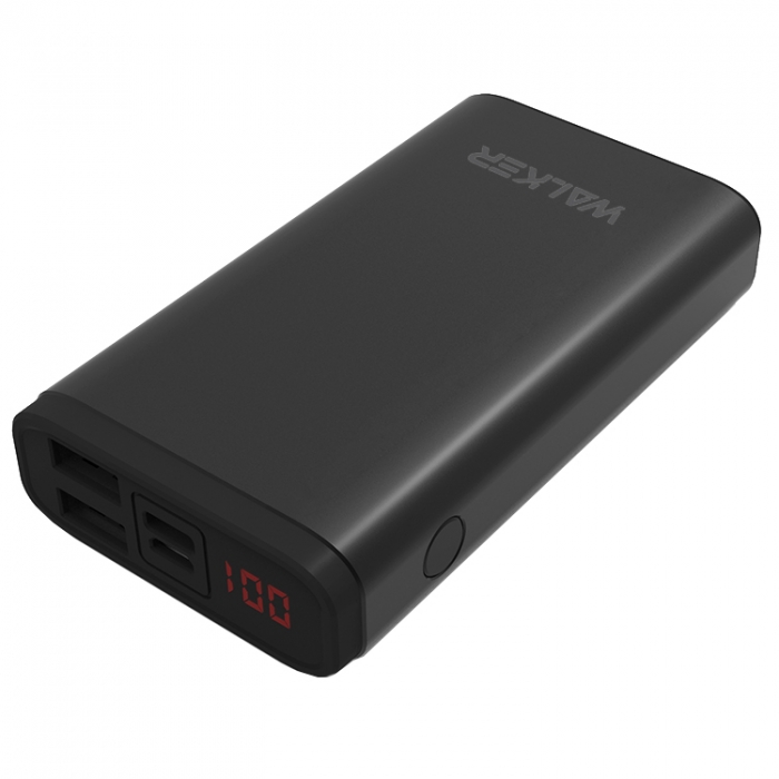 

УМБ WALKER WB-710QC 10000mAh Metal +LCD Quick Charge 3.0 2USB/3A/3A Разъем Type-C/micro black