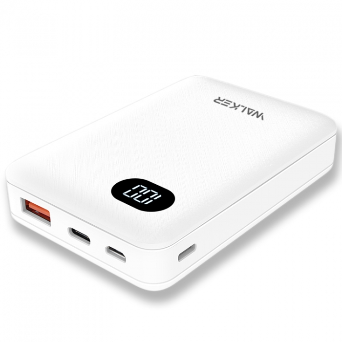 

УМБ WALKER WB-311 10000mAh +LCD 1USB/2.1A Разъем Type-C/micro/Lightning white