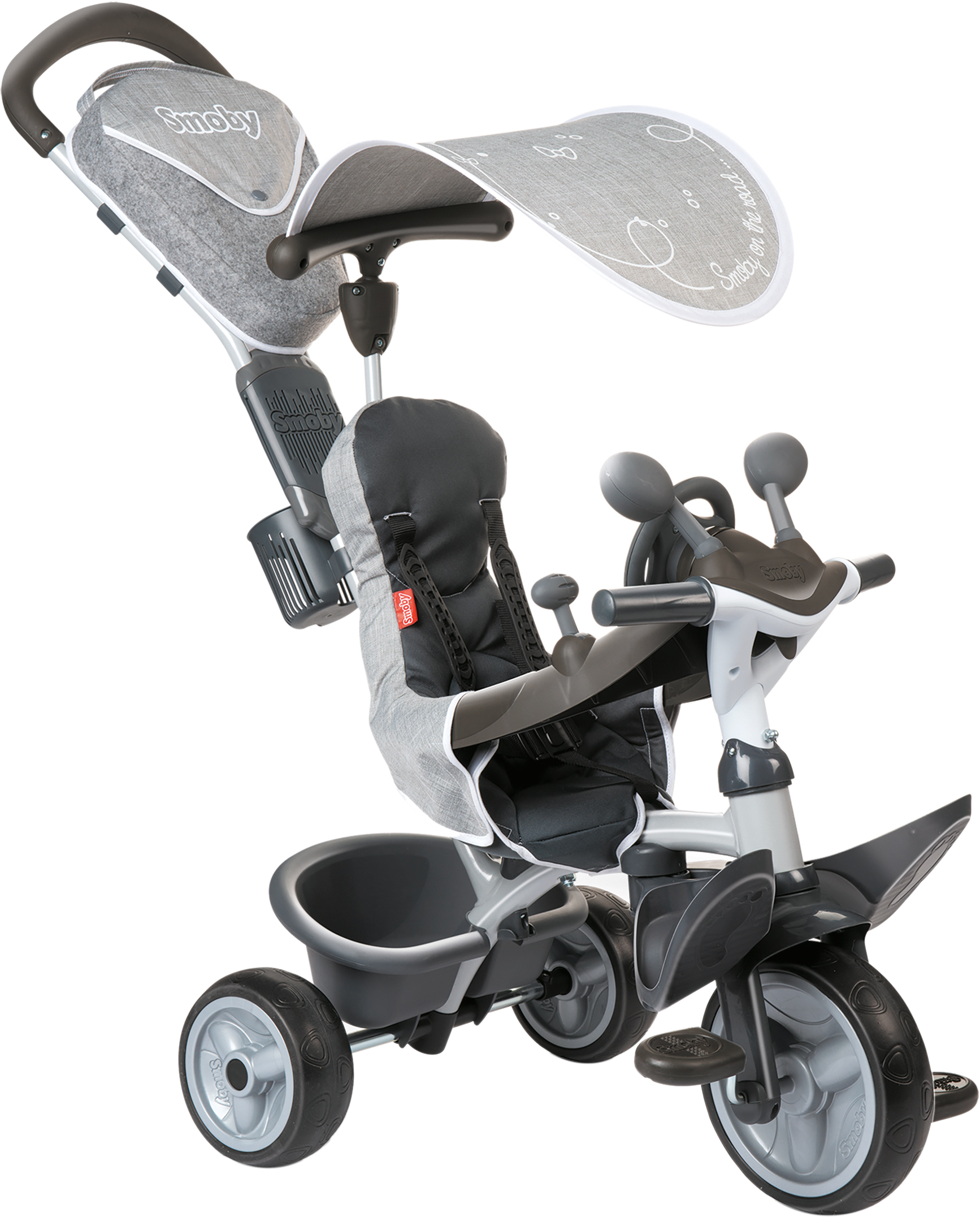Акція на Детский металлический велосипед Smoby Toys Комфорт с козырьком и багажником (3032167412027) від Rozetka UA