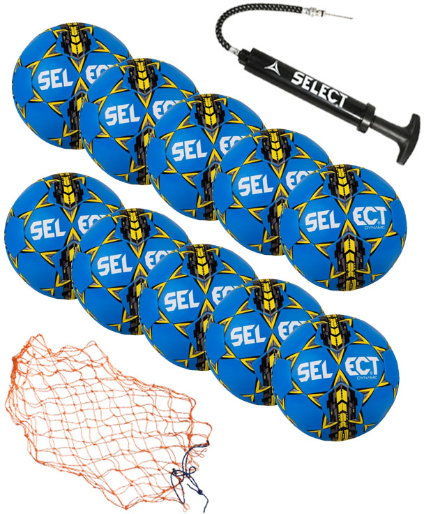 

Набор футбольных мячей Select Dynamic BOX №5 10 шт + Насос + Сетка для мячей Blue-Yellow-Black (2000000096919)