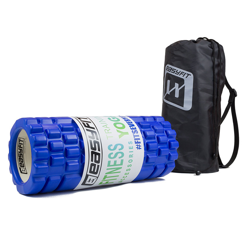 

Массажный ролик EasyFit Grid Roller EF11 33 см синий в чехле (роллер, валик, цилиндр)
