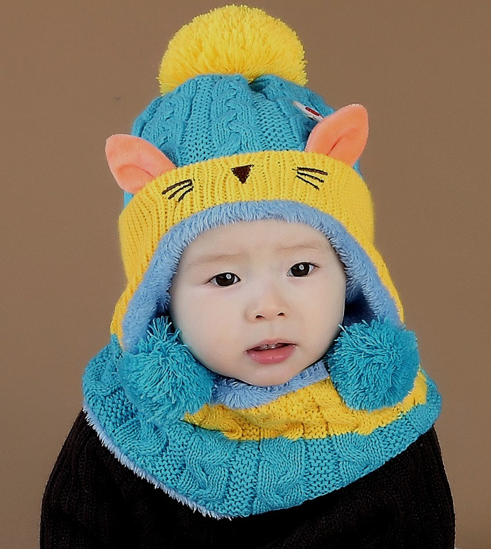 

Зимний набор "Котик" Lemonkid (шапка + хомут) для мальчика 48-52 см Бирюзовый с желтым 17188