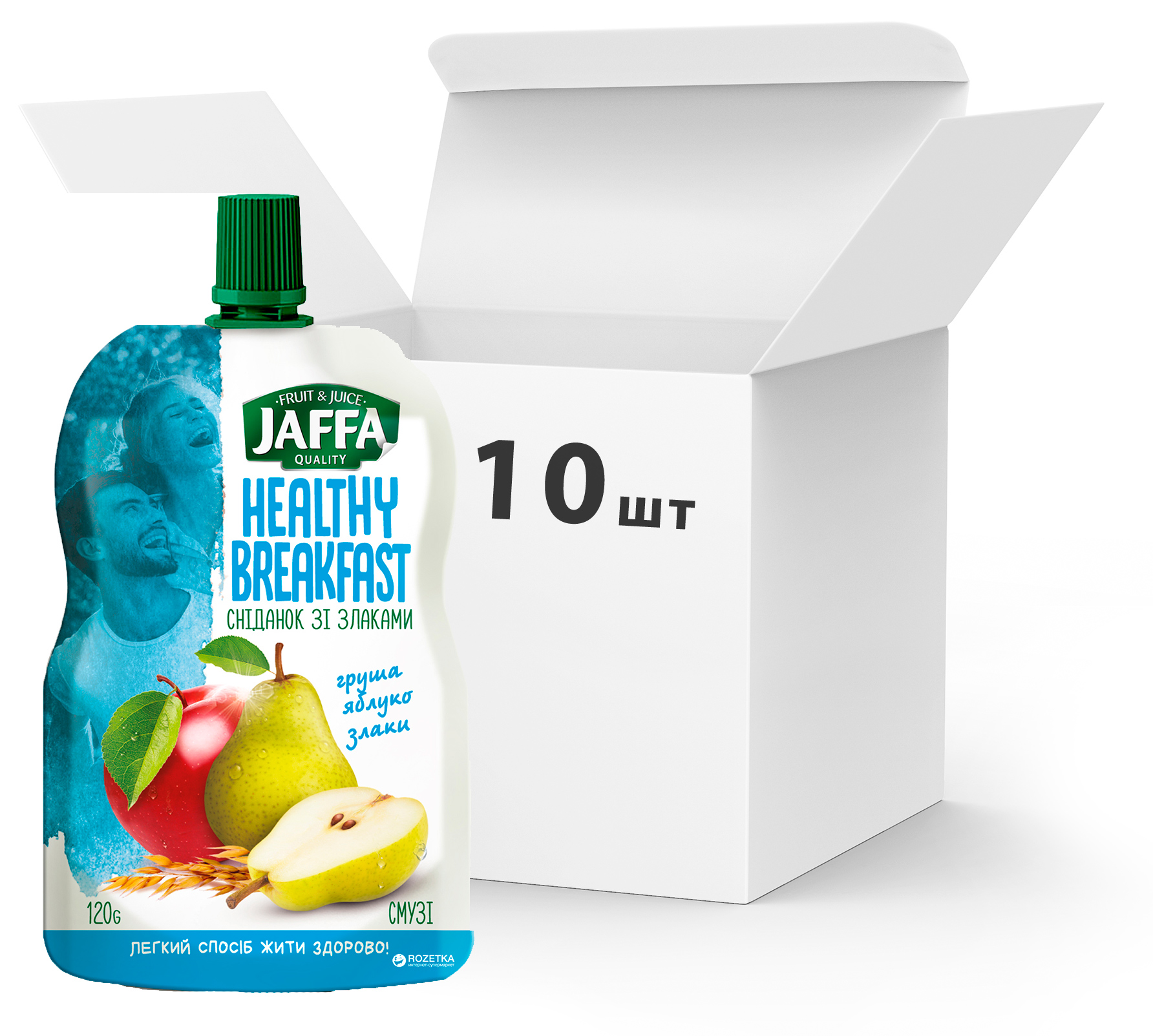 Акция на Упаковка Смузи Jaffa Healthy Breakfast Груша-яблоки-злаки 120 г х 10 шт (4820192260282_4820192260503) от Rozetka UA