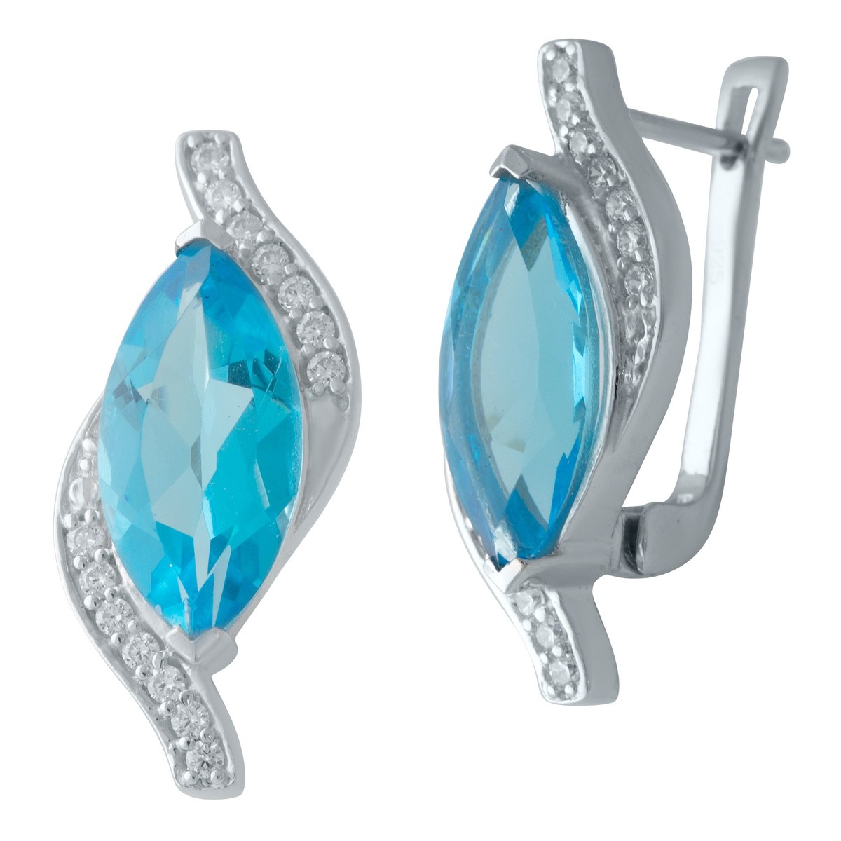 

Серебряные серьги SilverLine с аквамарином nano