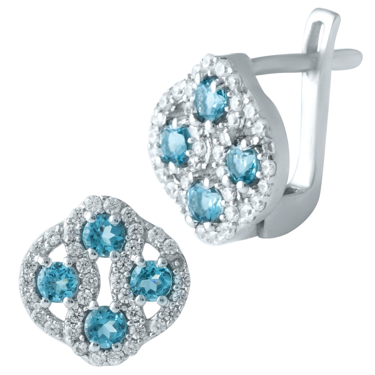 

Серебряные серьги SilverBreeze с натуральным топазом Лондон Блю