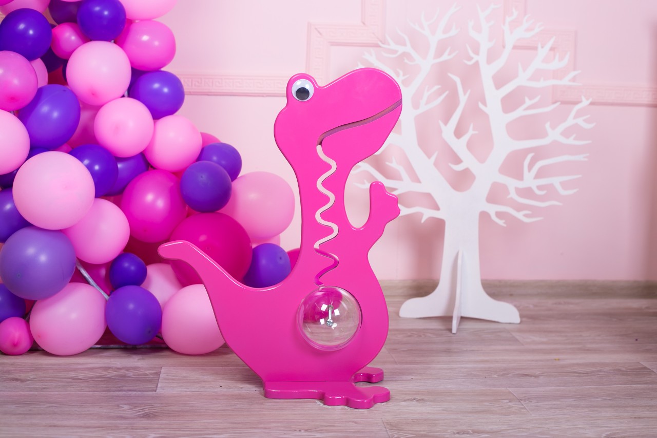 

Деревянная копилка BigDino розовая