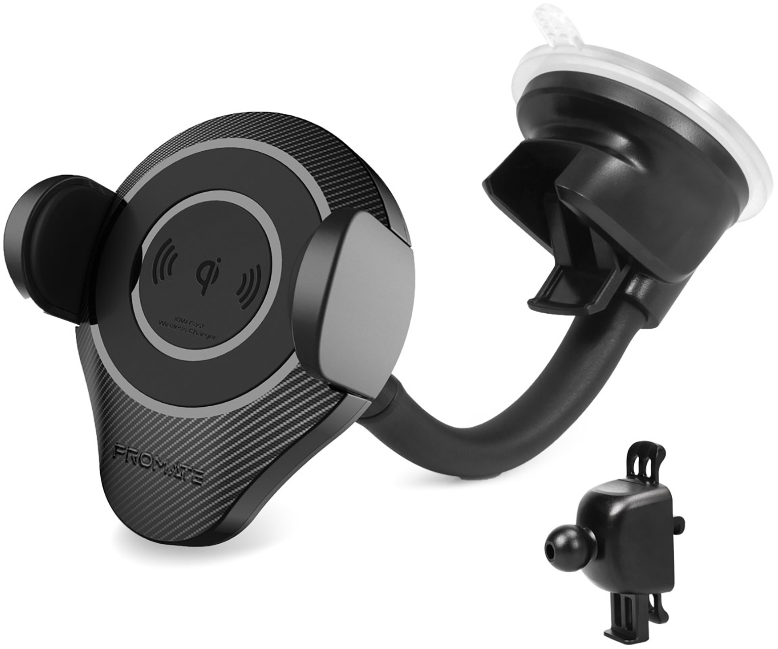 

Автодержатель для телефона Promate с функцией беспроводной зарядки AlphaMount Black