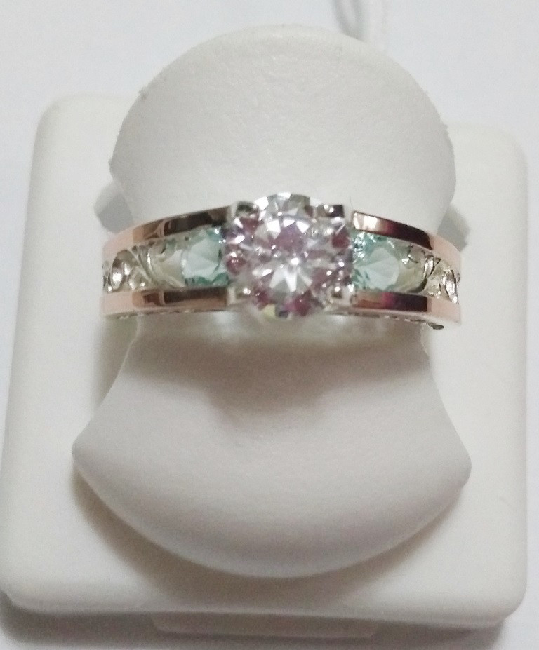 

Кольцо из серебра с золотом и куб.циркониями Марио, 19,5 размер, 0414.10