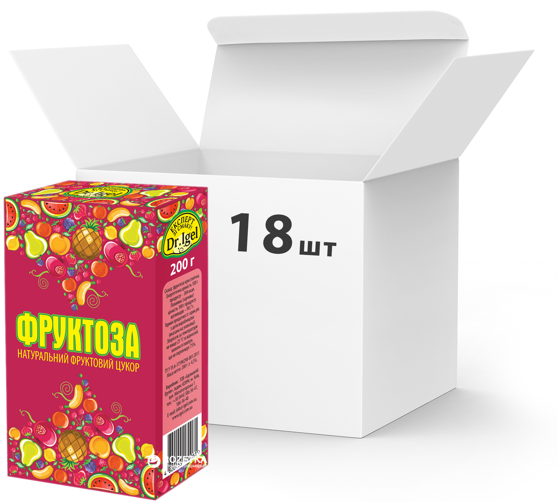 Акція на Упаковка фруктозы Dr.IgeL 200 г х 18 шт (24820155170065) від Rozetka UA
