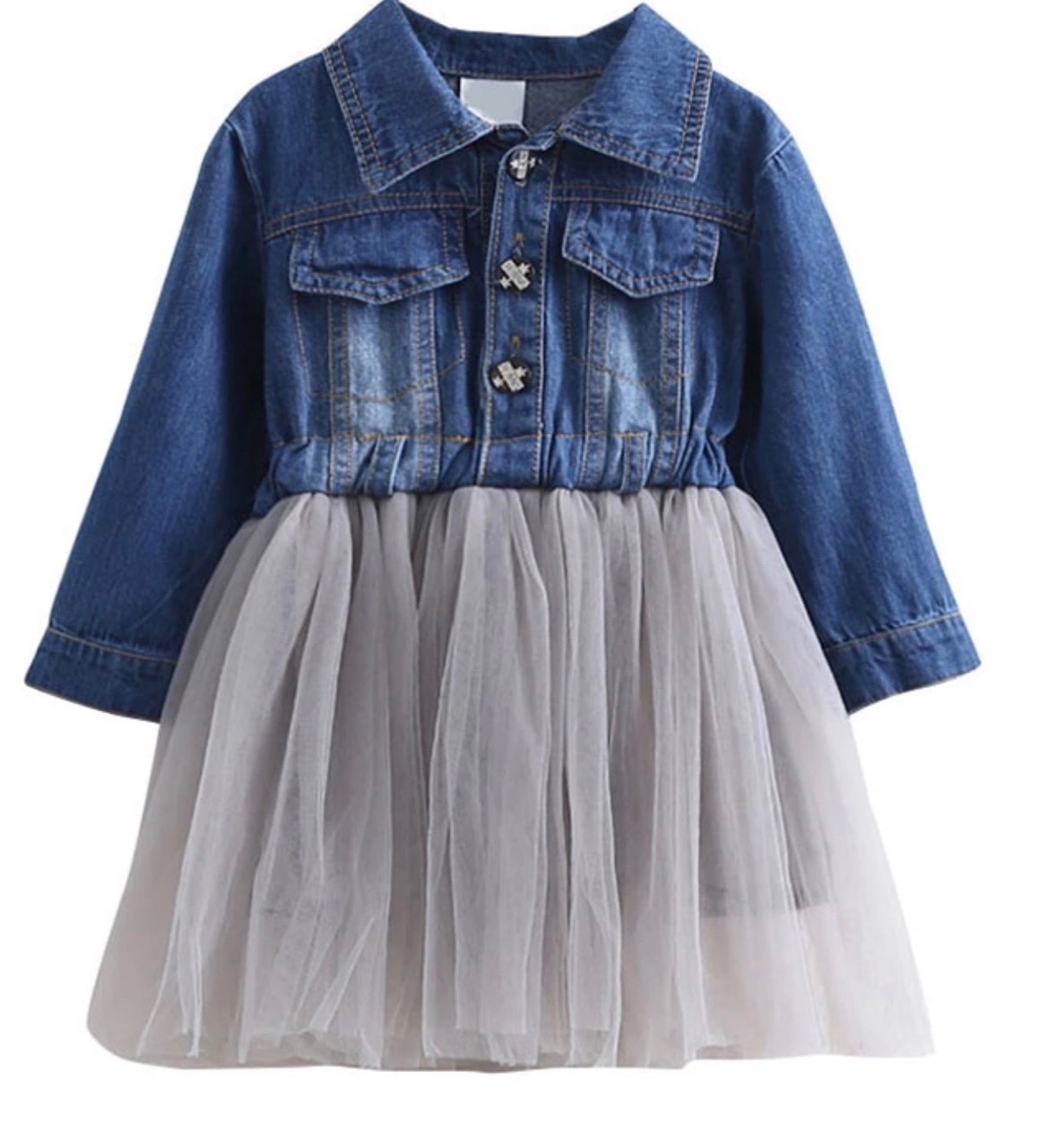 

Джинсовое платье Mimikid с фатиновой юбкой 100 голубое 3542816