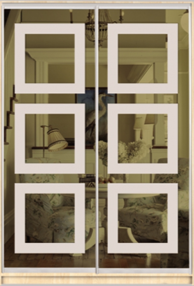 

Шкаф купе Luxe Studio Стандарт-3 Тонированное зеркало с Пескоструем-1 1500x2400x600 двухдверный