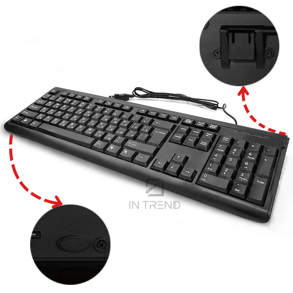 

Игровая Клавиатура KEYBOARD JX-123 Черная Геймерская проводная бюджетная для игр компьютера ПК и ноутбука