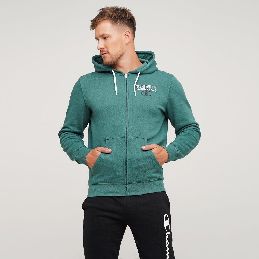 

Мужская толстовка Champion Hooded Full Zip Sweatshirt Изумрудный 42 (cha214828-MLG)