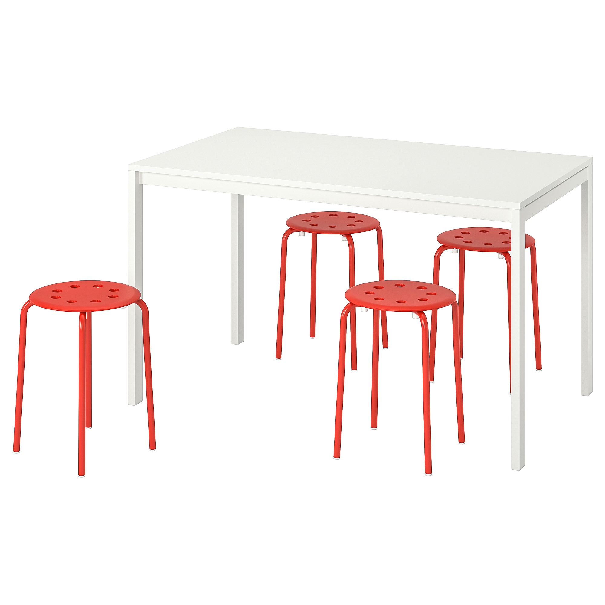 

Стол и 4 табурета IKEA МЕЛЬТОРП / МАРИУС белый 090.107.02