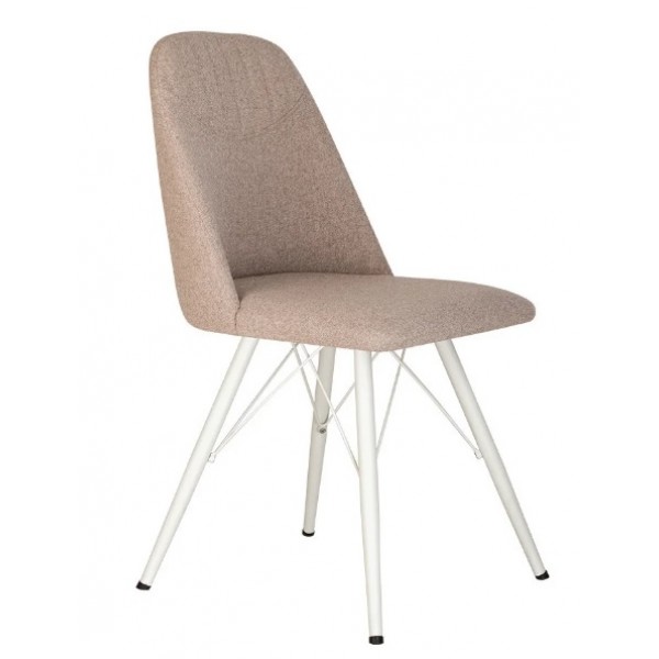 

Стул обеденный кухонный MILANA 4LX white металл + ткань MR-02 цвет Бежевый Новый Стиль