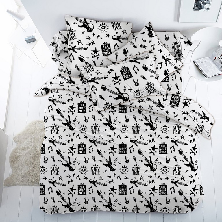 

Детское постельное белье с гитарами "Рок звезда" CottonTwill 100х150 см Кроватка Поплин (ДПР031-1)