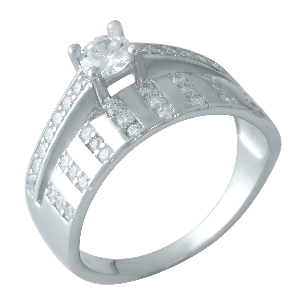 

Серебряное кольцо с фианитами 0828459 18 размер