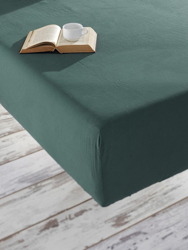 

Простынь на резинке SoundSleep Stonewash Adriatic Dark Green 160х200