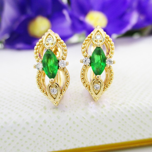 

Серьги Xuping с зелеными фианитами позолота 18К 4016000