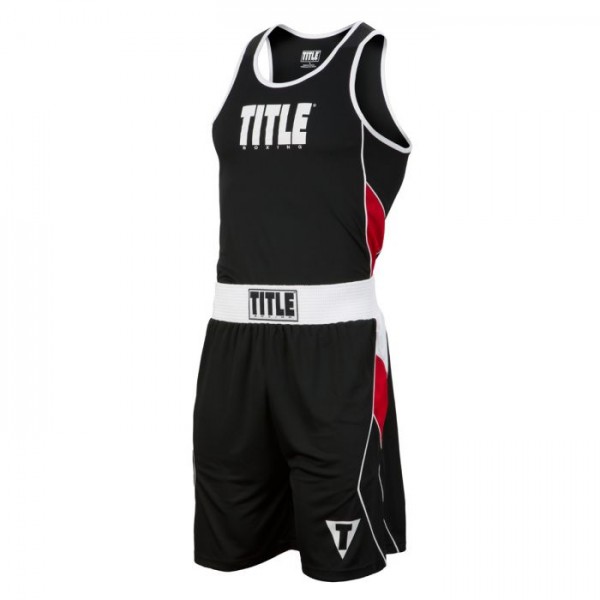 

Форма для бокса подростковая TITLE Aerovent Elite Amateur Boxing Set 8 Черная с красным (YM)