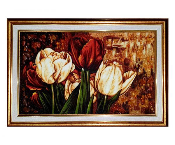 

Картина из янтаря 56*31 см Тюльпаны KD009567
