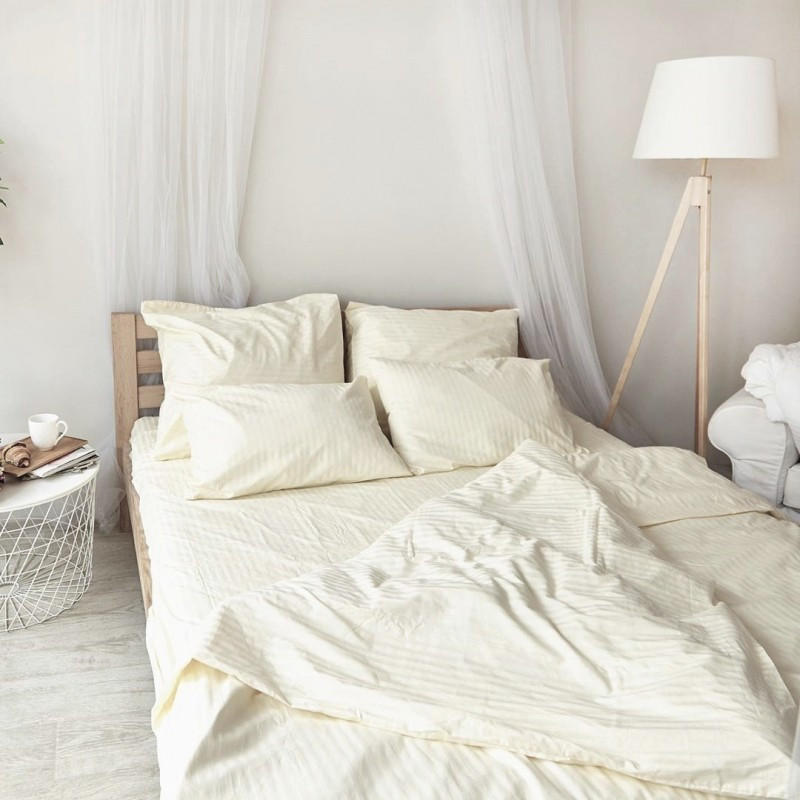 

Комплект постільної білизни на кнопках Atelier Romana бязь "Кремова полоска" двоспальний 180*210