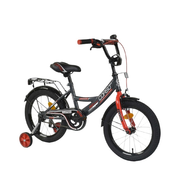 

Велосипед 16" дюймов 2-х колёсный "CORSO" CL-16P4405 ЧЕРНО-КРАСНЫЙ