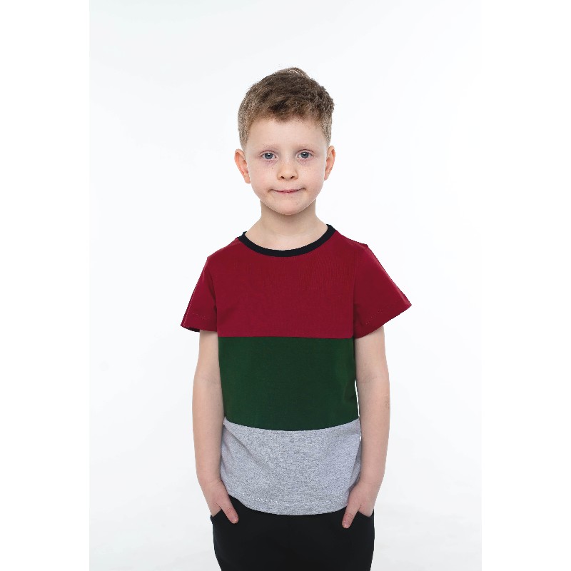 

Футболка для мальчиков VIDOLI B-20377S 128 см бордовый,хаки,серый (466228)