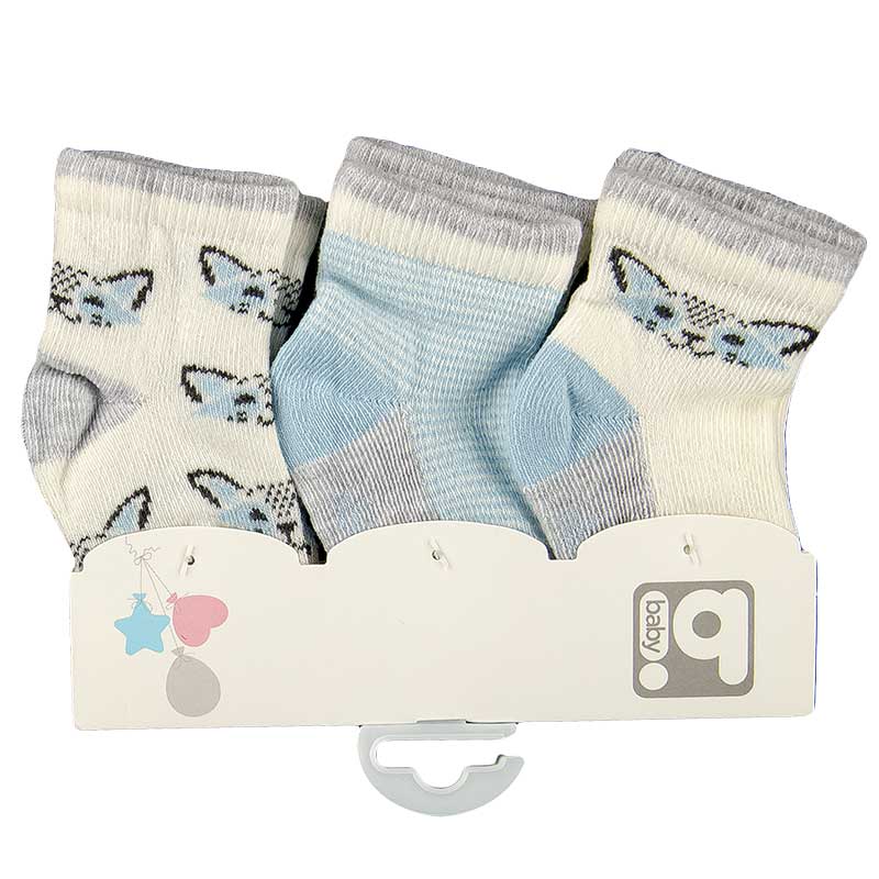 

Носочки хлопковые для мальчика (3 пары на пластине) BIBABY 68334 0 - 6m (стопа 8 - 9) см голубой с молочным