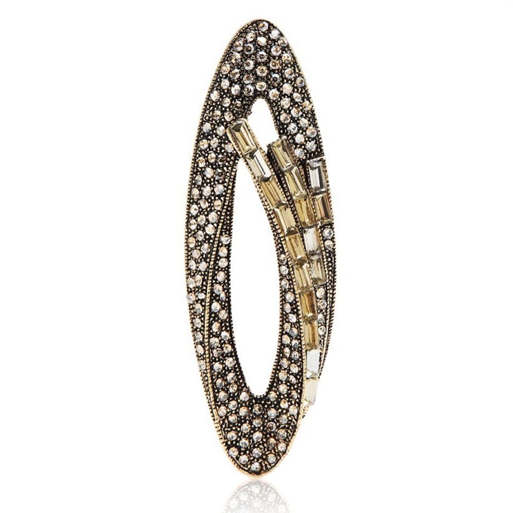 

Брошь женская BROCHE бижутерия с кристаллами Авангард золотистая BRBF111679
