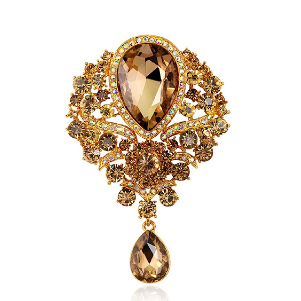 

Брошь женская BROCHE бижутерия с кристаллами Севинье коричневая BRBF110513