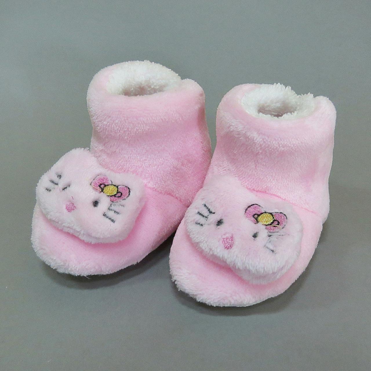 

Теплые пинетки "Котик" Baby Socks для девочки 12 см (длина подошвы) Розовые 15113